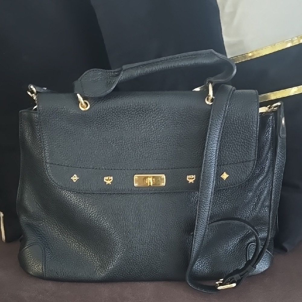 Authentic MCM Elegant Black Leather Handbag EXCELLENT CONDITION